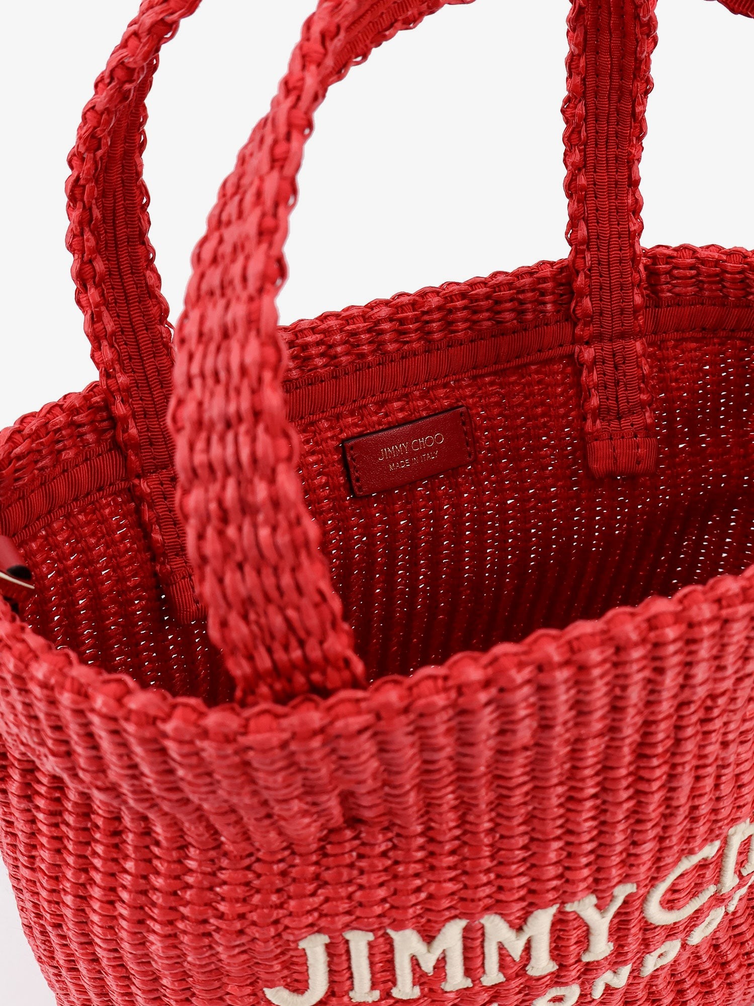 Raffia crossbody bag with embroidered logo on the front - Image 4