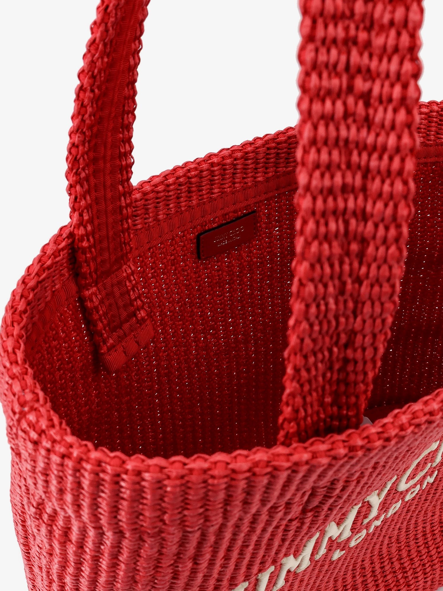 Raffia shopping bag with lettering logo on the front - Image 4