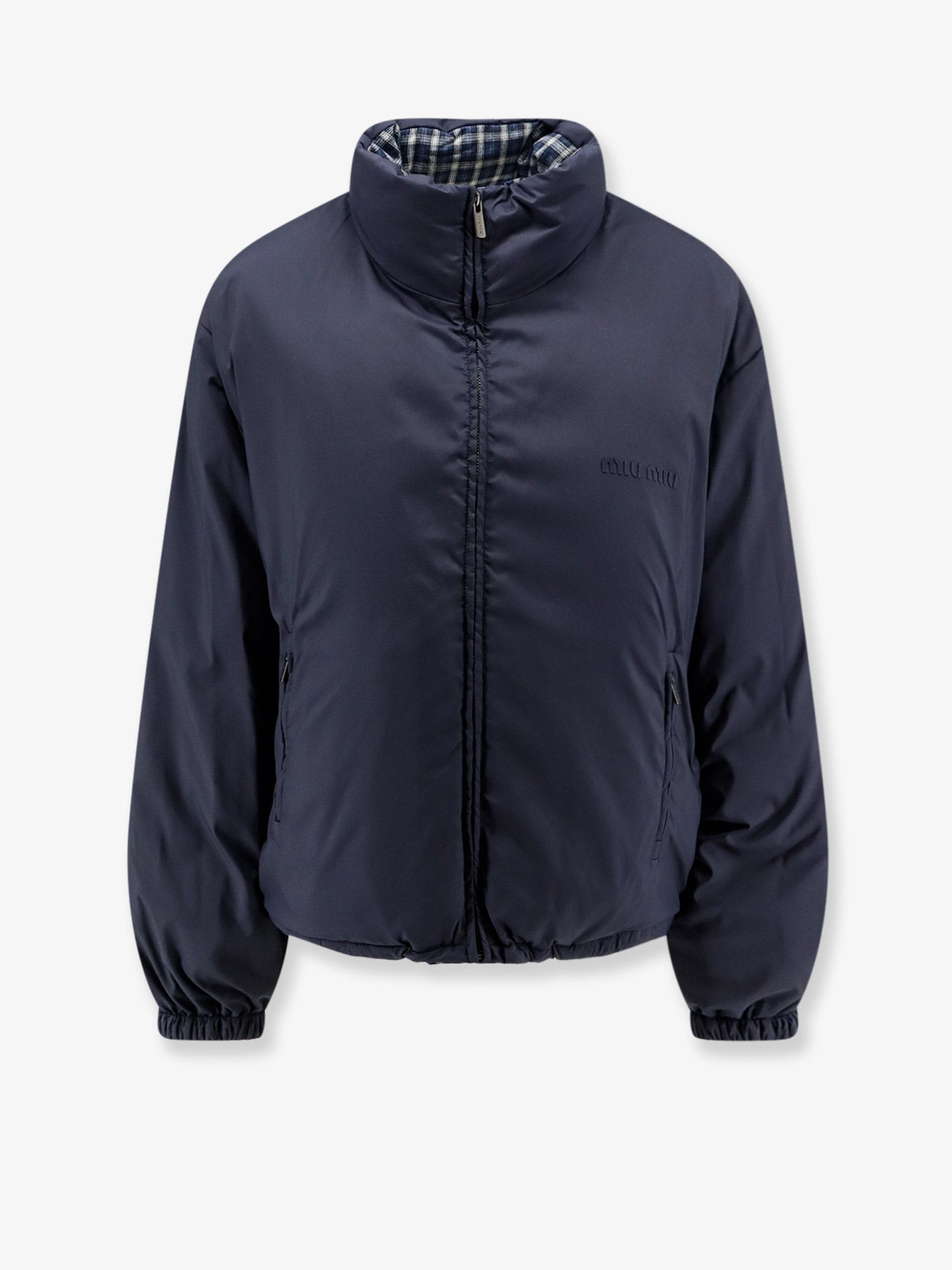 Reversible madras flannel down jacket - Image 4