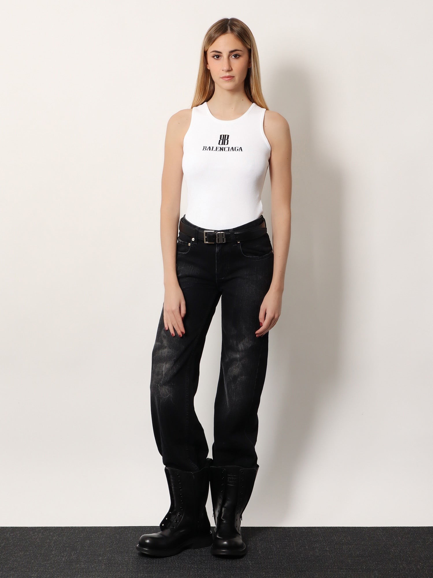 Ribbed viscose blend tank top