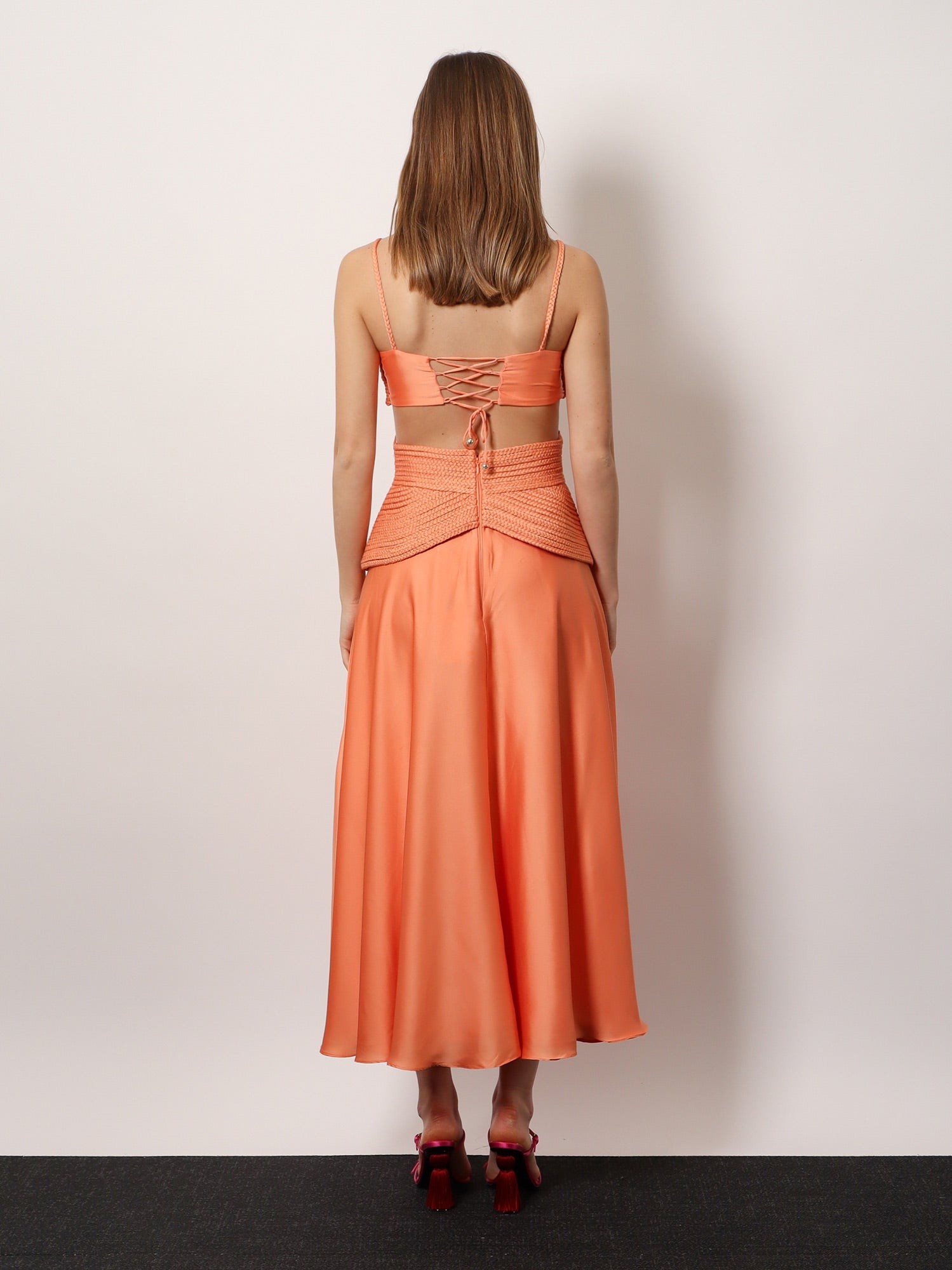 Sunset Satin dress with braided corset - Image 3