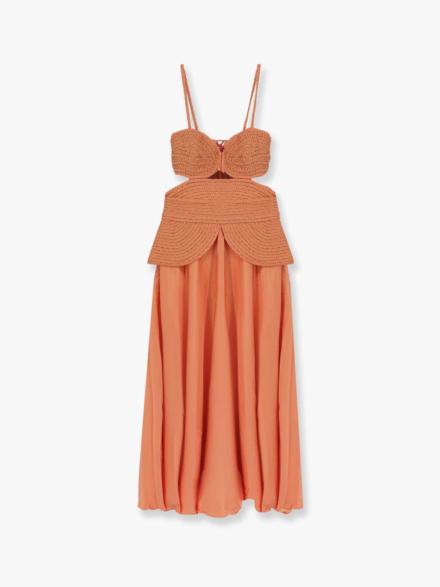 Sunset Satin dress with braided corset