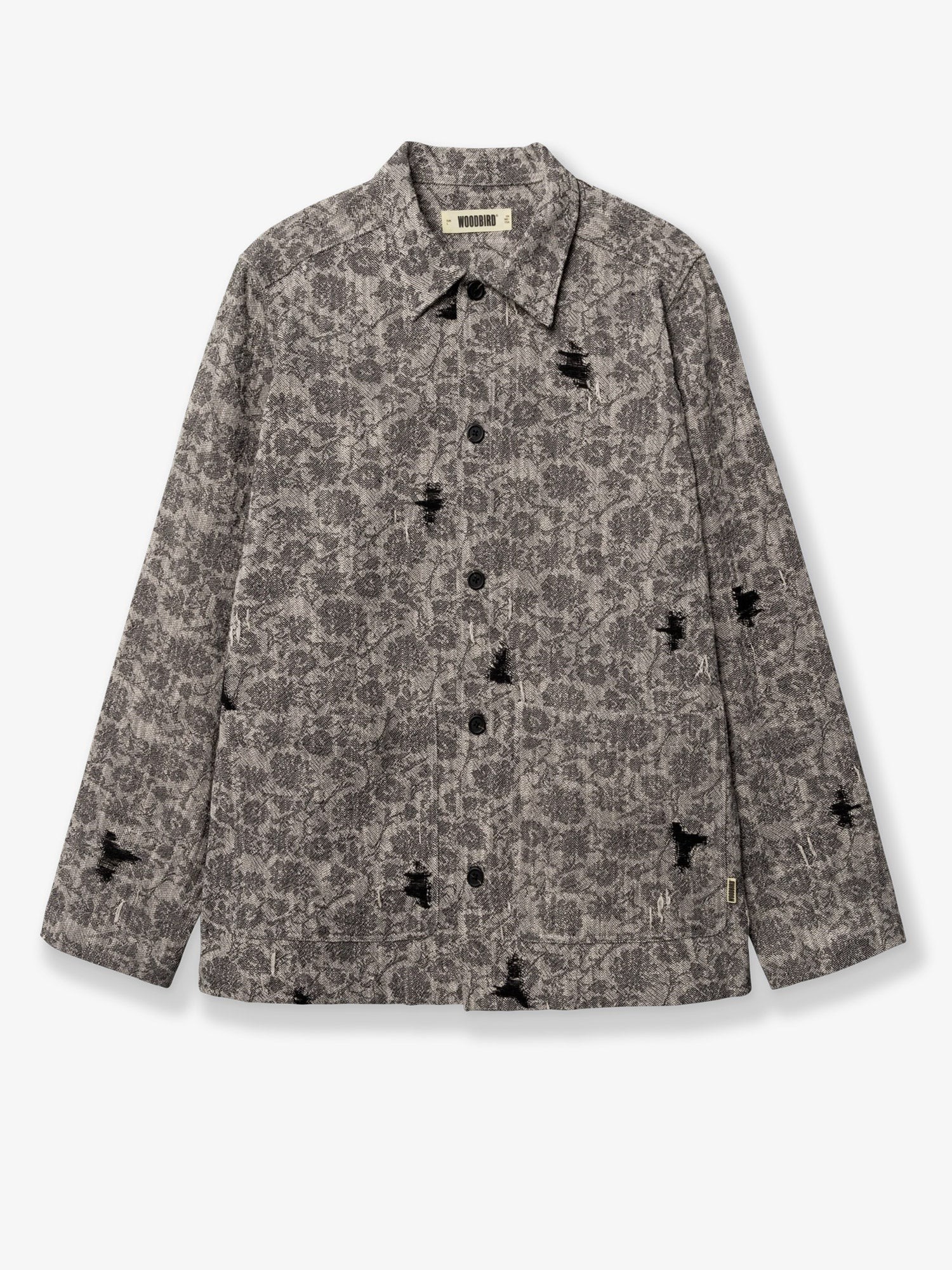 Shirt jacket with melange inlay