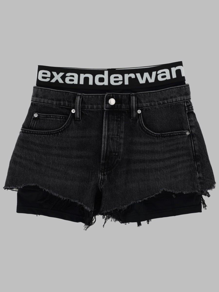 SHORTS IN DENIM CON LOGO