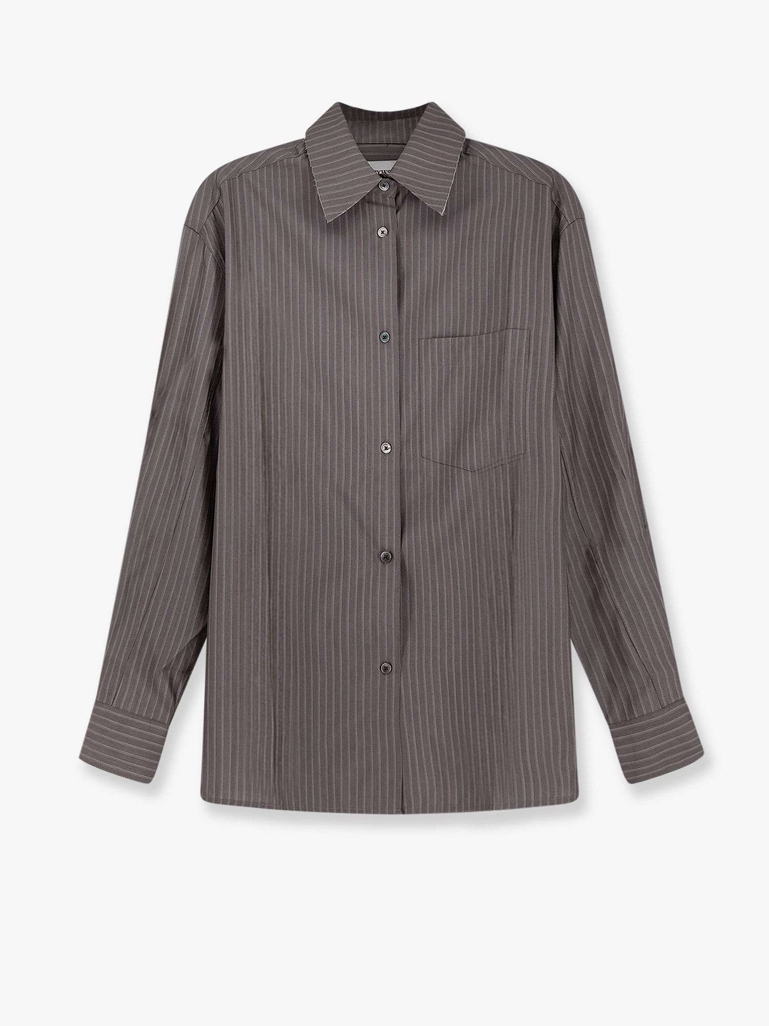 Silk and wool blend shirt with striped pattern