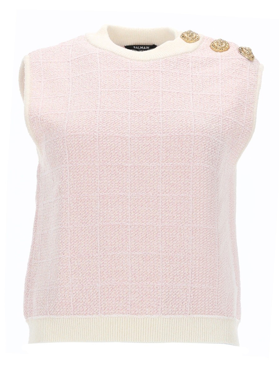 SLEEVELESS TOP WITH JEWEL BUTTONS