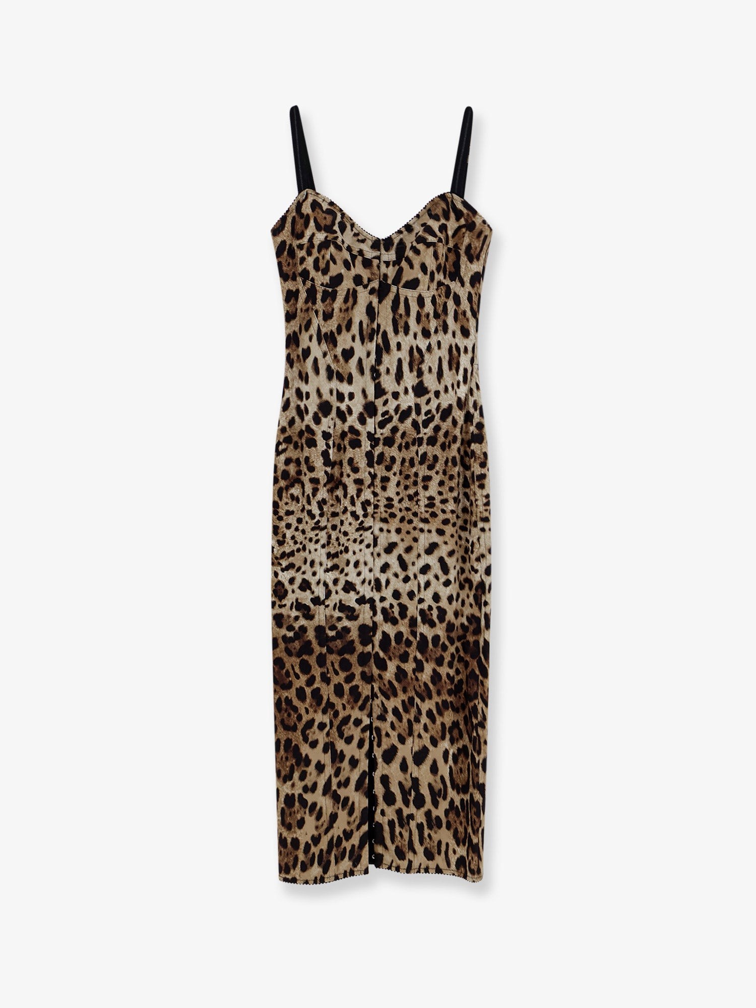 Stretch fabric long dress with animal print