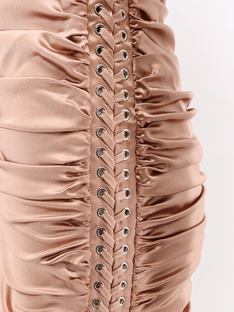 Stretch silk dress with lateral drawstring - Image 3