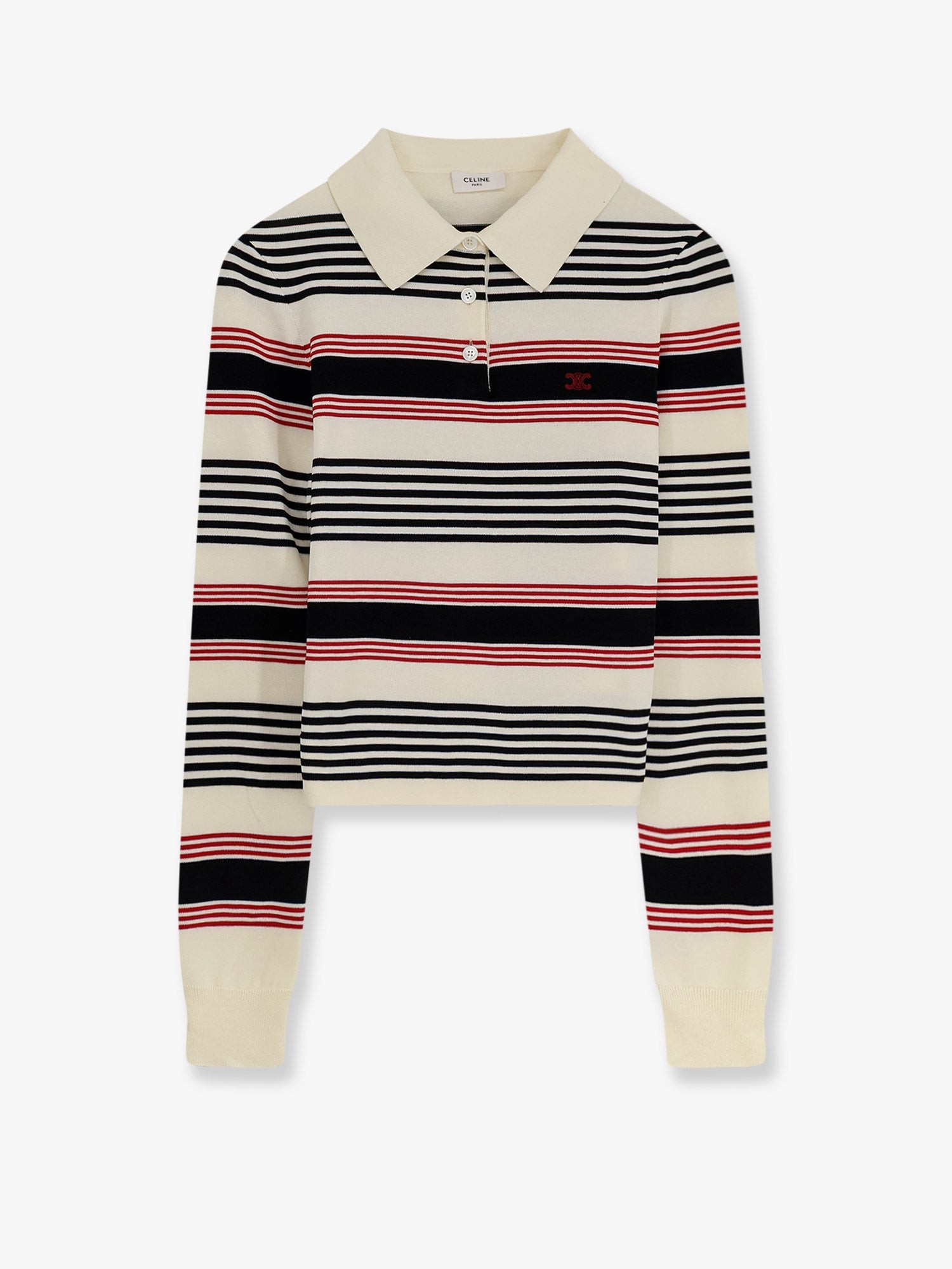 Striped cotton polo sweater