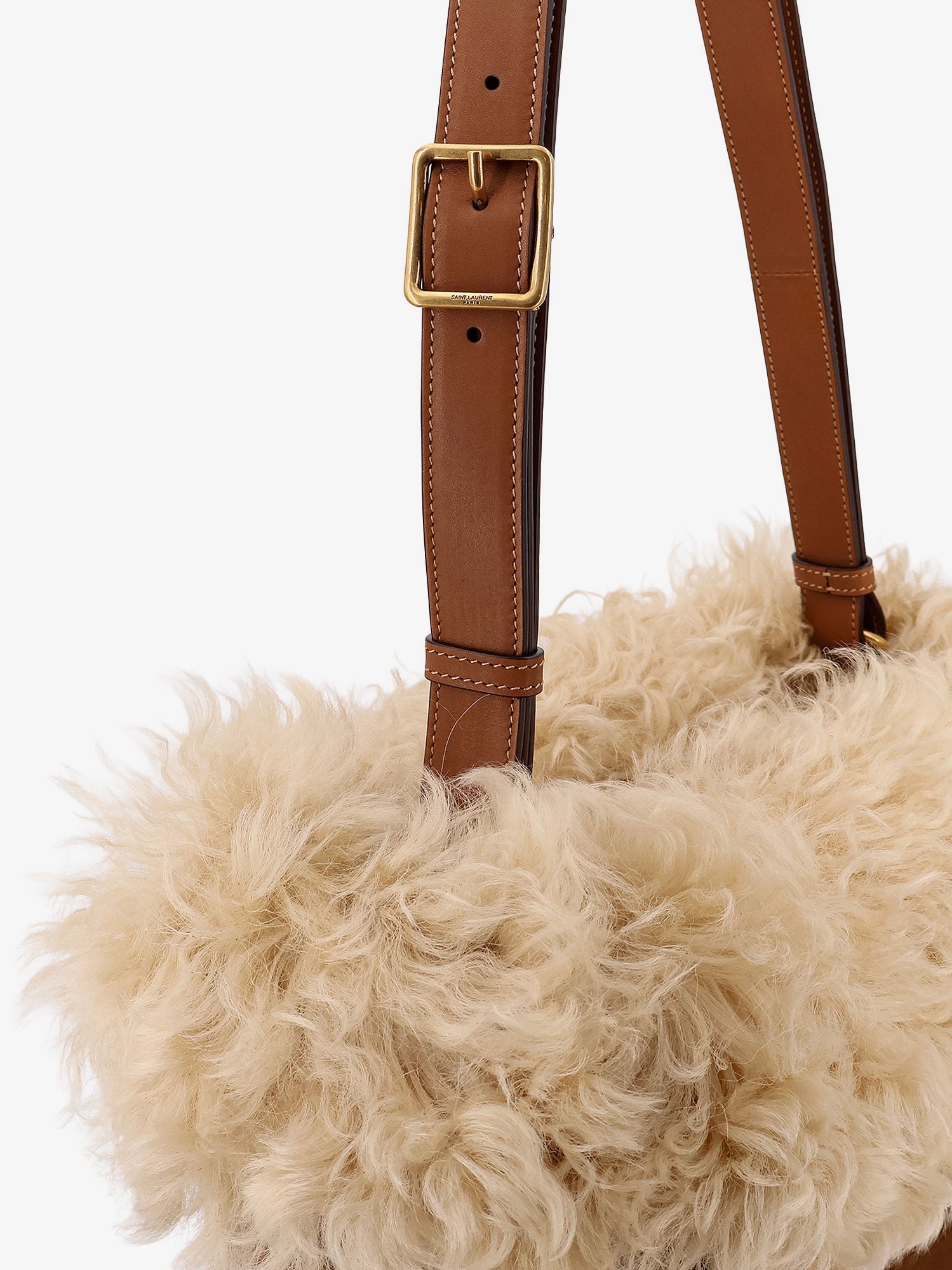 Suede shoulder bag with shearling profile - Image 5