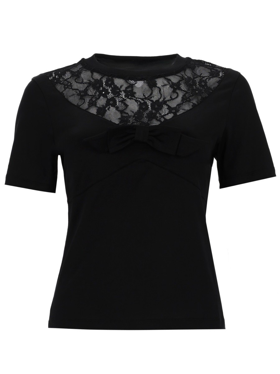 T-SHIRT WITH BOW AND LACE INSERTS