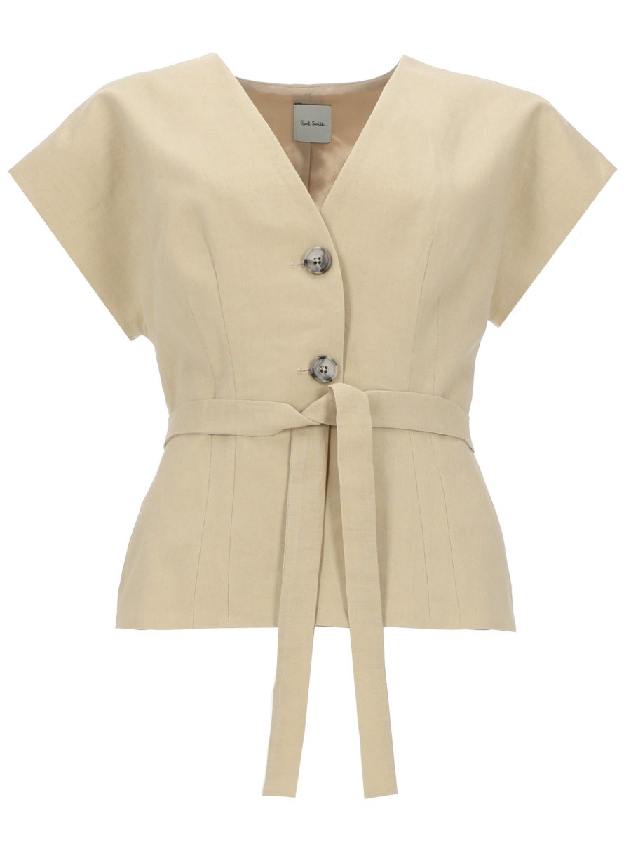 TOP IN LINO CON CINTURA