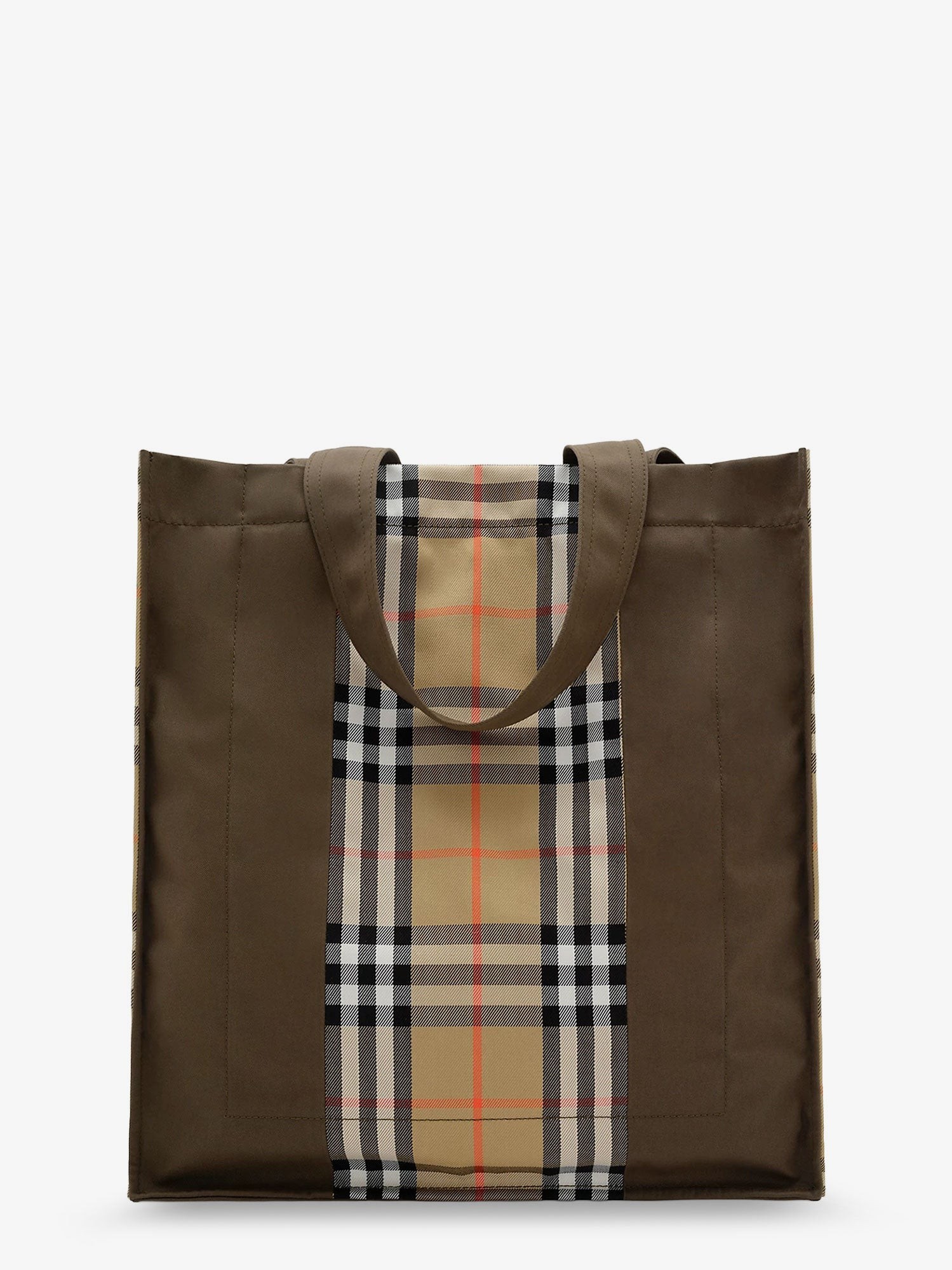 Tote Trench Check canvas shoulder bag with suede logo label on the front - Image 2