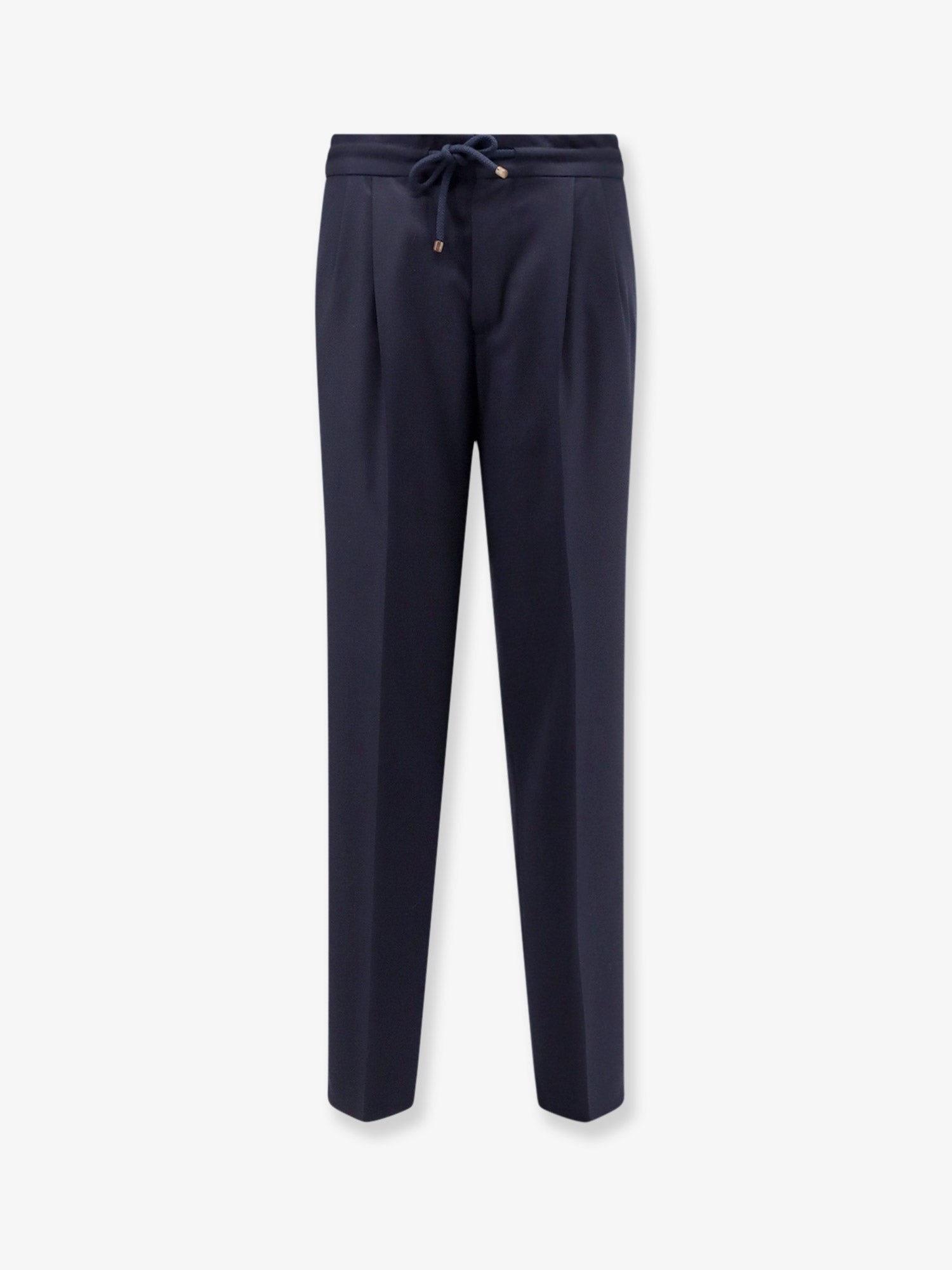 Virgin wool trousers with adjustable drawstring