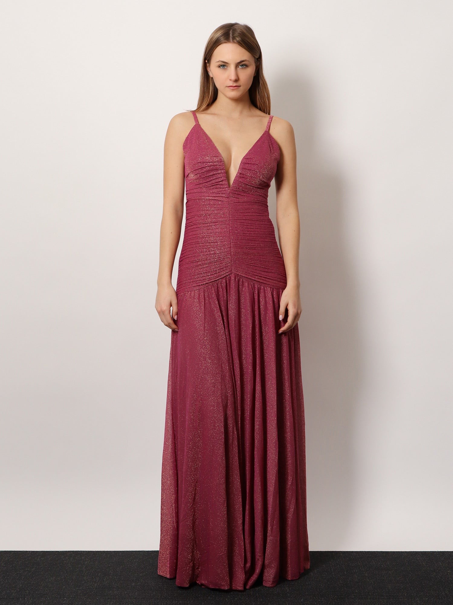 Viscose blend long dress with metallic effect - Image 2