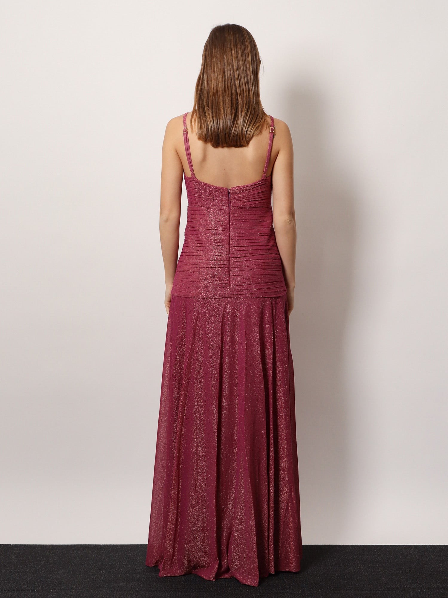 Viscose blend long dress with metallic effect - Image 3