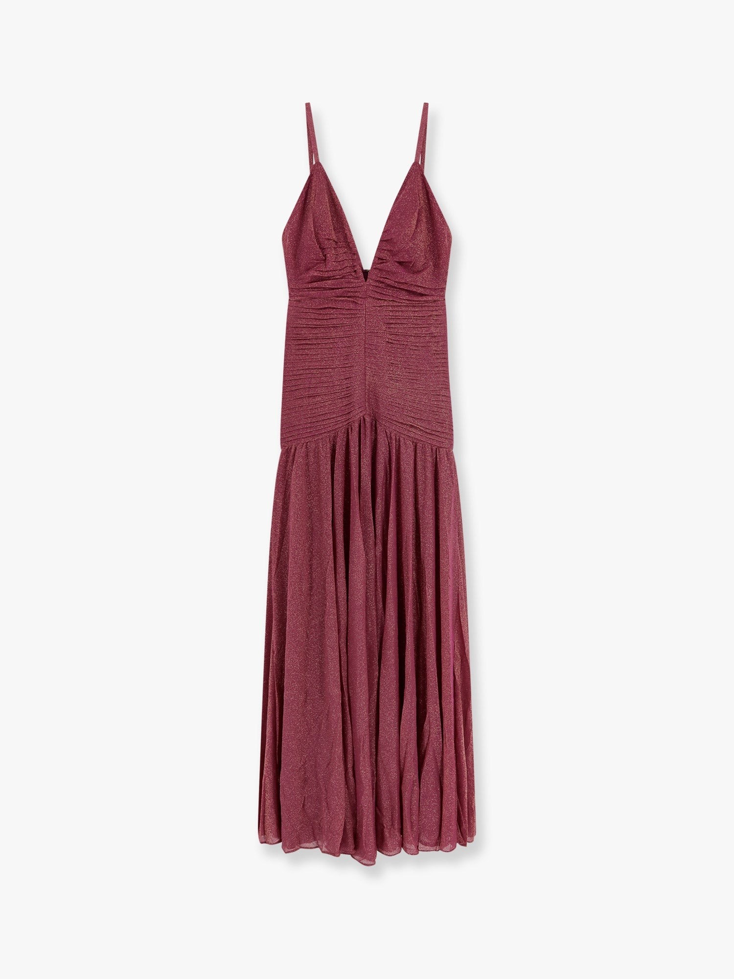 Viscose blend long dress with metallic effect